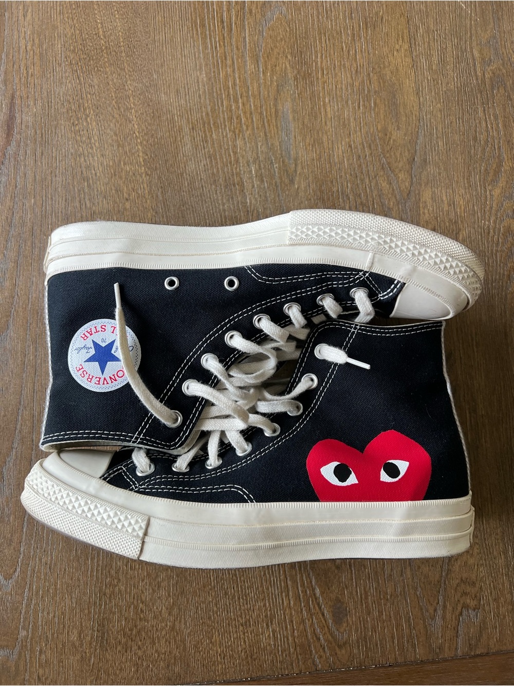 Comme des Garcons Play x Converse Black High-Top Sneakers with Red Heart